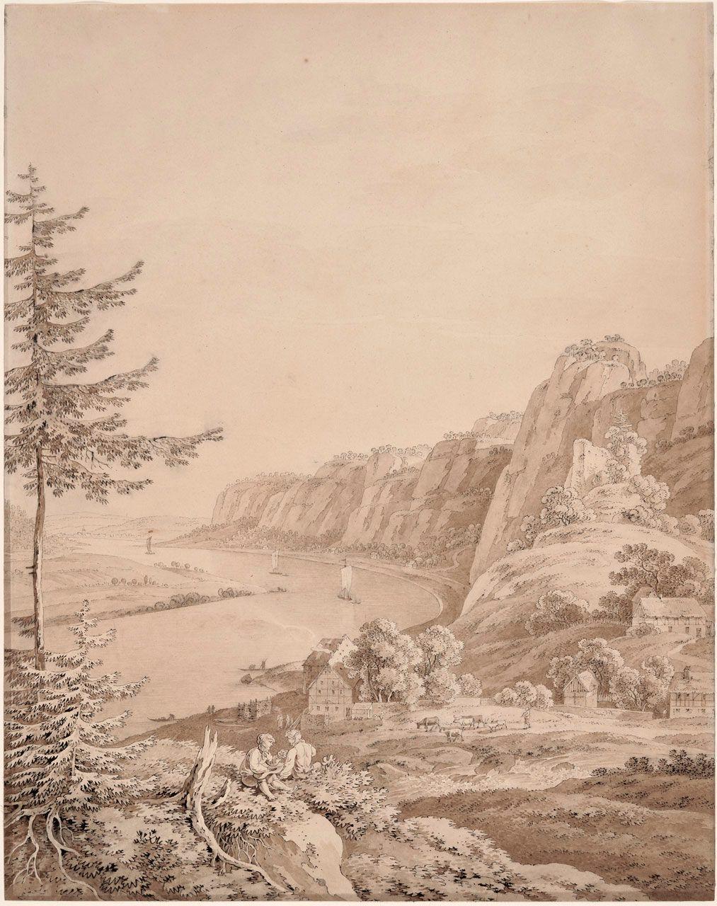 A View of the Elbe River and the Bastei Rocks in the Sächsische Schweiz, Saxony
Adrian  Zingg 
18th Century,19th Century
2006.12